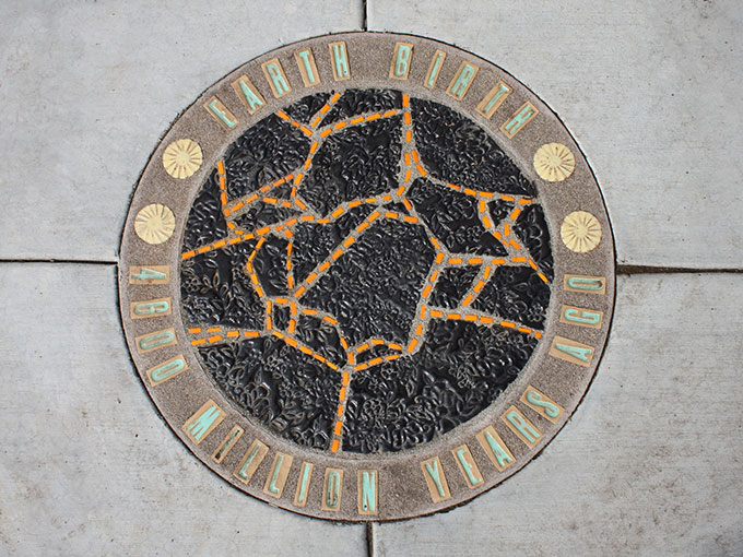 Earth Birth public art cement ceramic mosaic oregon hills park geology jeremy criswell
